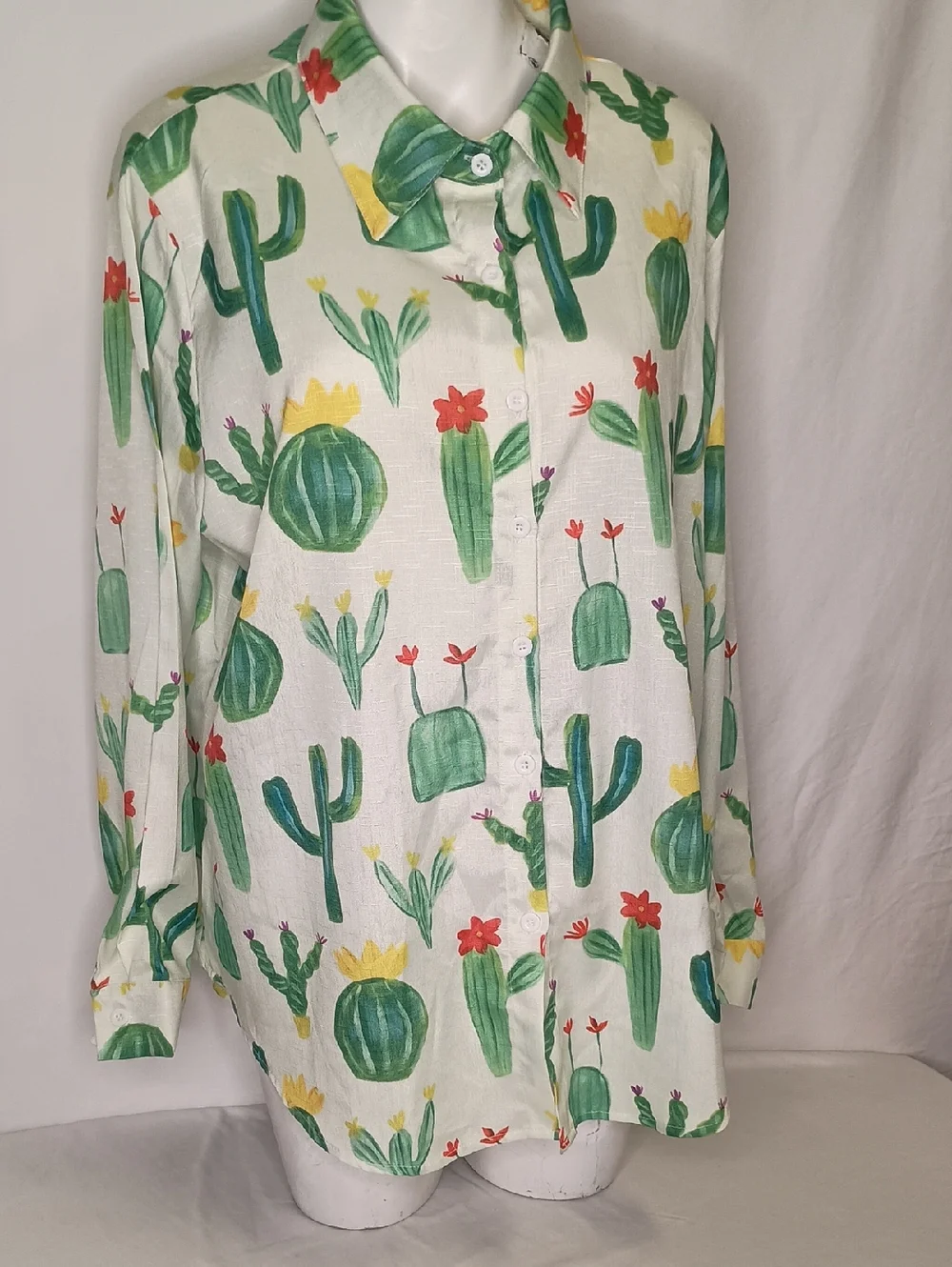 Women’s Size XXL Novelty Cactus Print Button-Down Shirt Western Rodeo - Picture 3 of 9